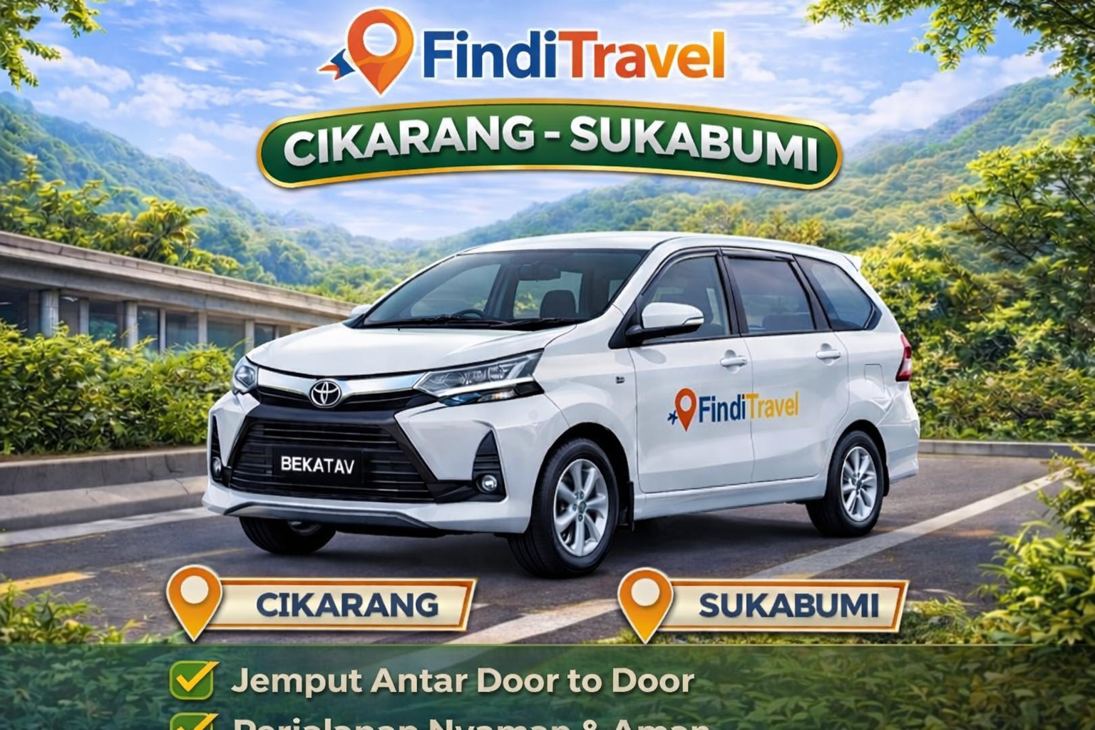 Travel Cikarang Sukabumi FindiTravel mobil Avanza layanan door to door harga murah dan booking 24 jam