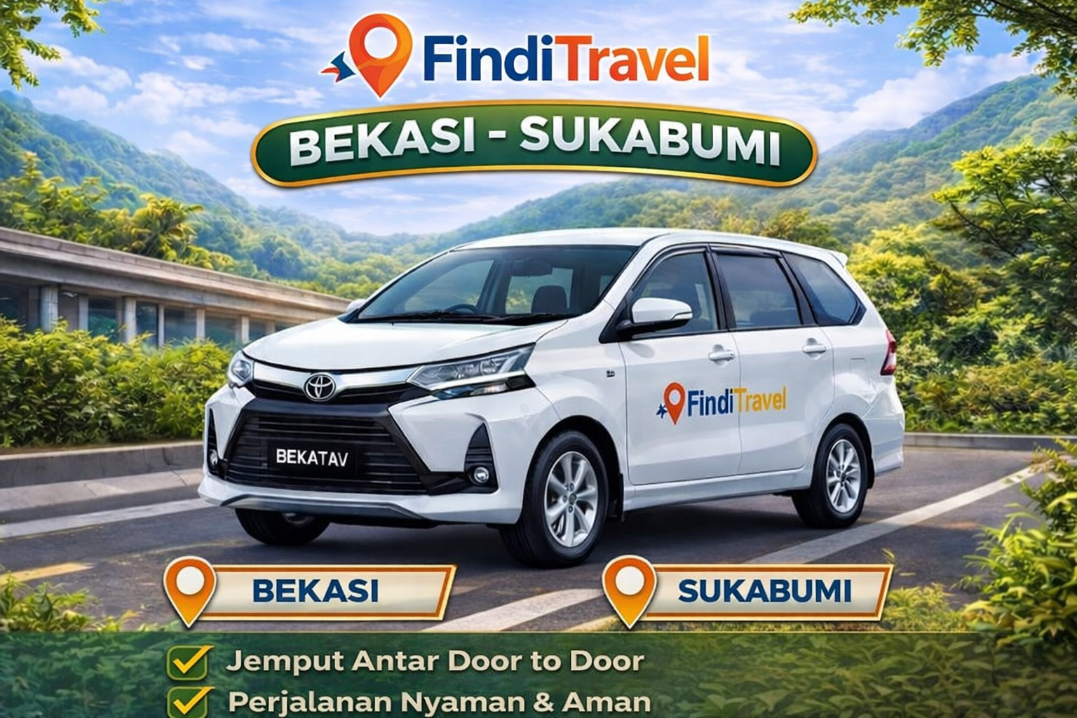 Travel Bekasi Sukabumi FindiTravel mobil Avanza layanan door to door harga murah dan booking 24 jam